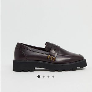 Chunky square toe loafers, new in a box